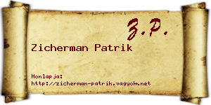 Zicherman Patrik névjegykártya